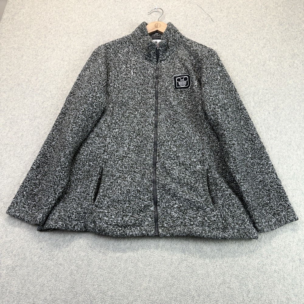 Disney Parks Mickey Mouse Globe Full-Zip Sherpa Fleece Jacket Gray XL